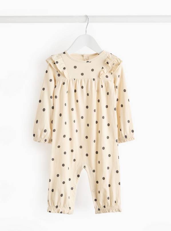 Cream Spot Printed Frill Long Sleeve Romper 12-18 months